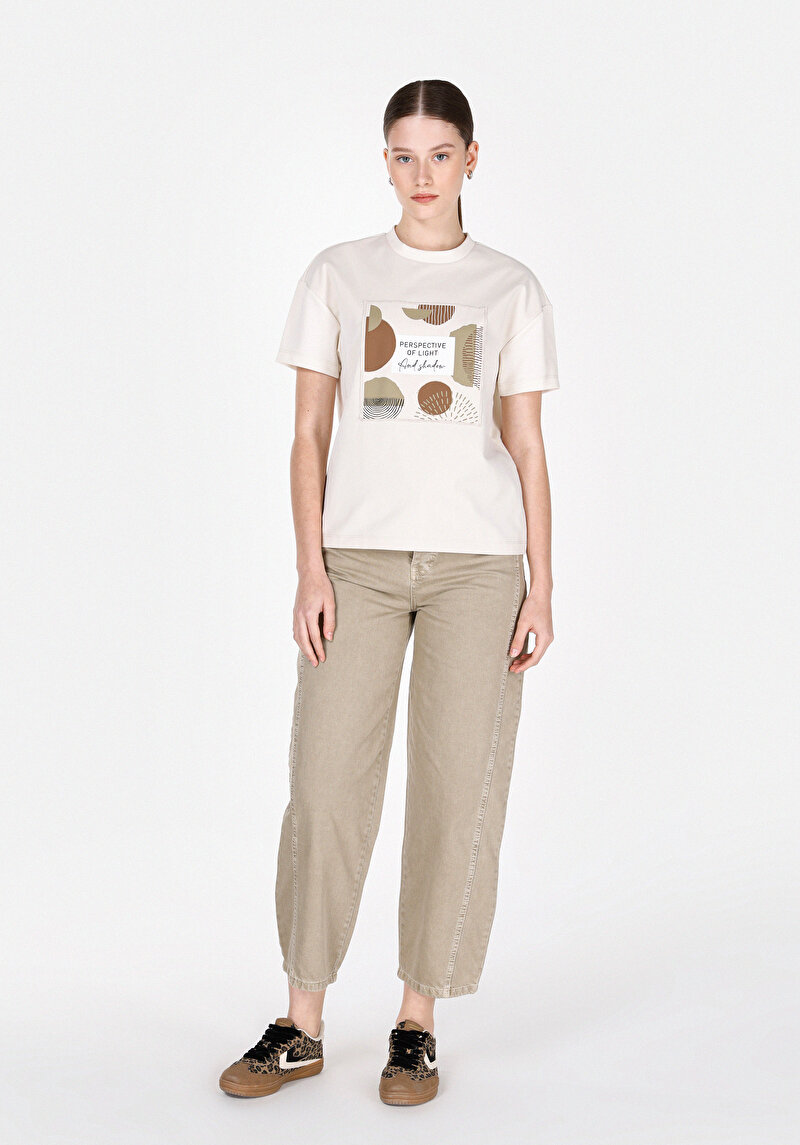 Показати інформацію про Футболка З Коротким Рукавом Жіноча Бежева  Cl1073976