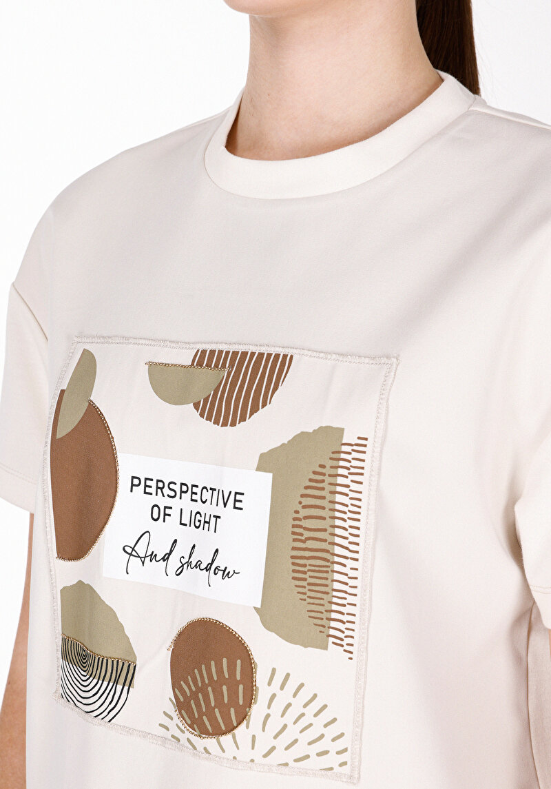 Показати інформацію про Футболка З Коротким Рукавом Жіноча Бежева  Cl1073976