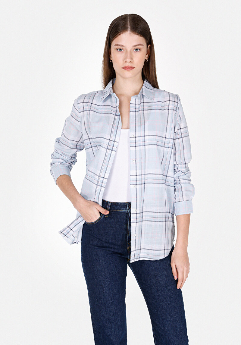 Зображення Сорочка З Довгим Рукавом Жіноча Блакитна Cl1073915