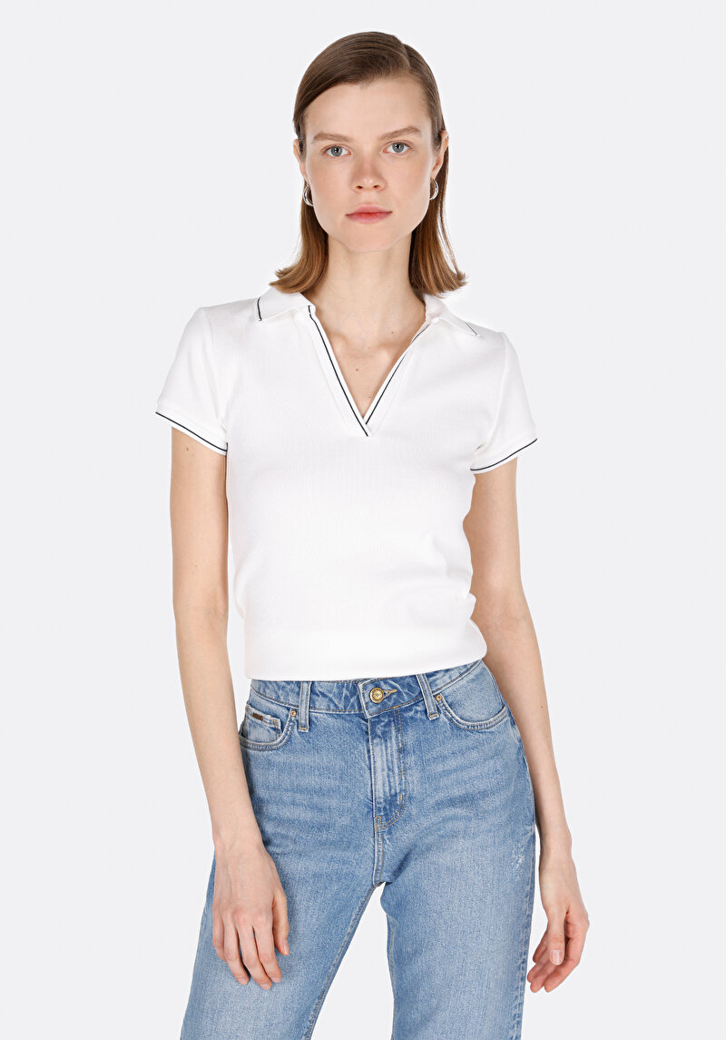 Зображення Поло З Коротким Рукавом Жіноче Біле  Cl1073698