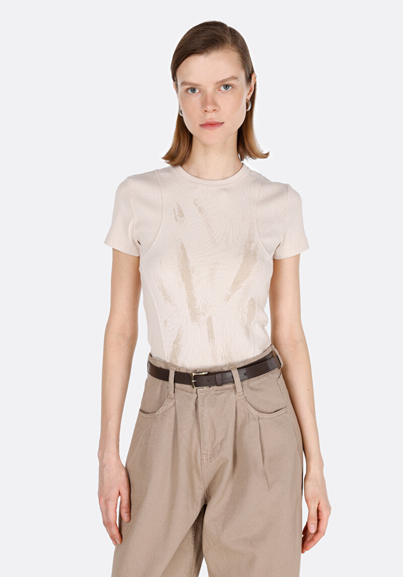 Зображення Блуза З Коротким Рукавом Жіночий Бежева  Cl1073152