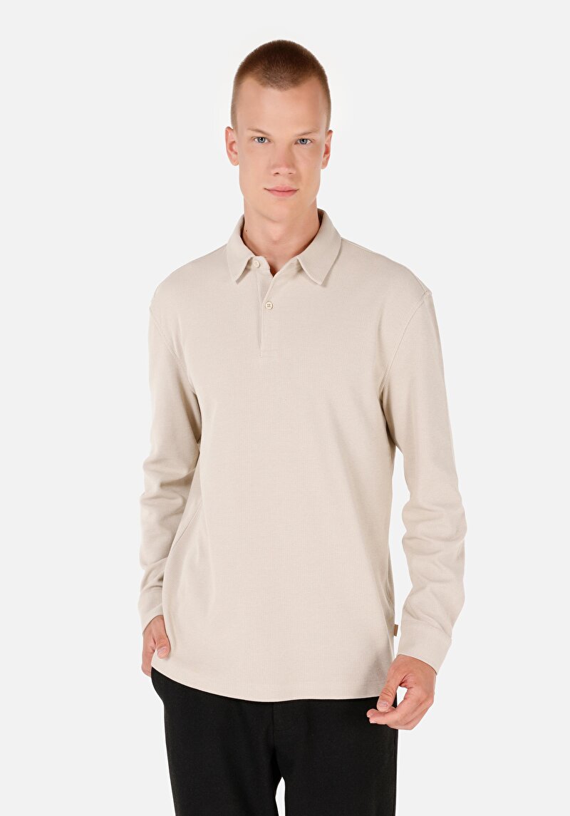 Зображення Футболка З Довгим Рукавом Чоловіча Бежева  Cl1070049