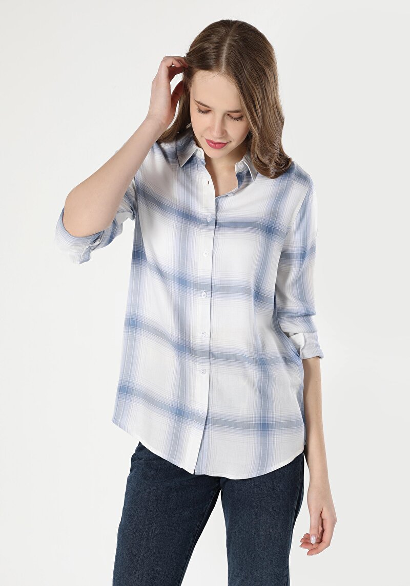 Зображення Сорочка З Довгим Рукавом Жіноча Блакитна Cl1062246