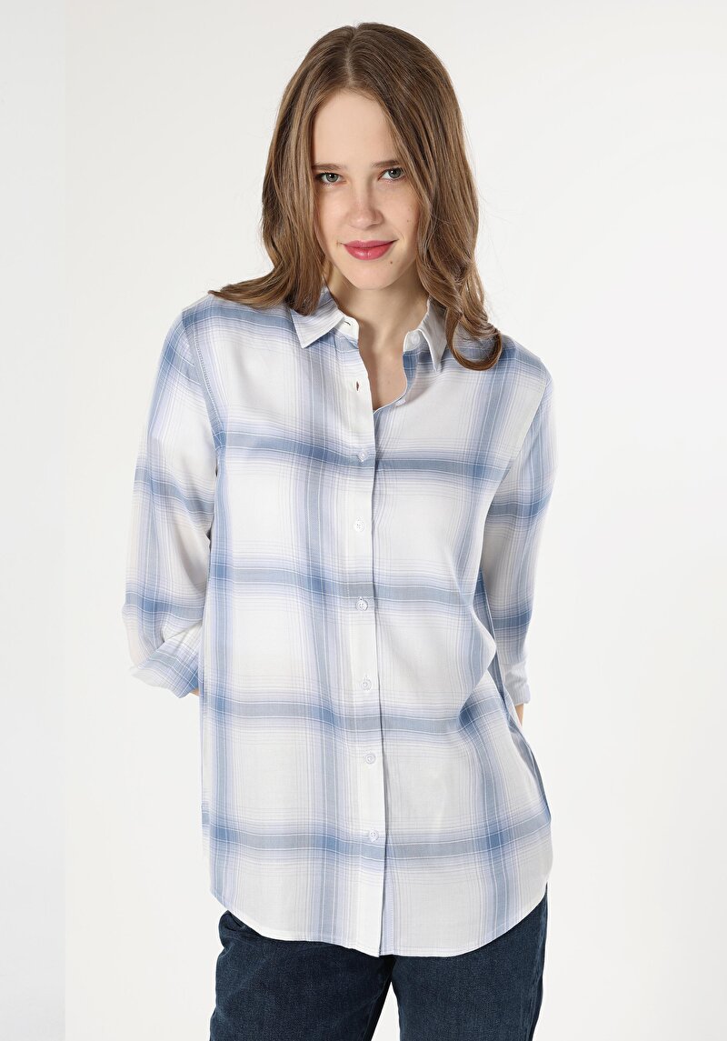 Показати інформацію про Сорочка З Довгим Рукавом Жіноча Блакитна  Cl1062246