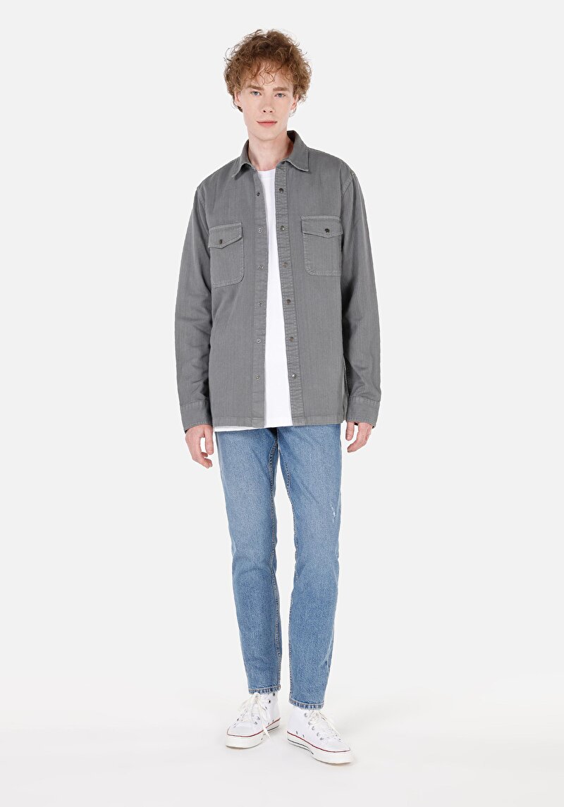 Показати інформацію про Сорочка З Довгим Рукавом Чоловіча Сіра  Cl1070093