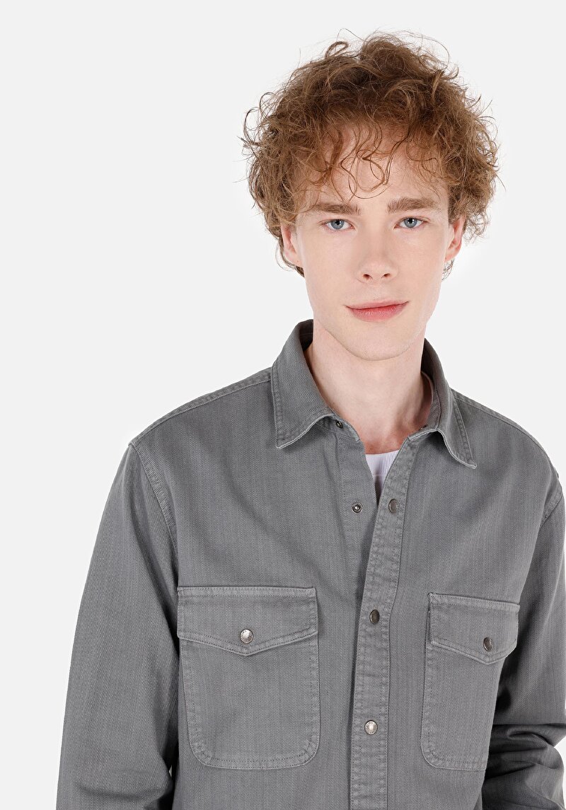 Показати інформацію про Сорочка З Довгим Рукавом Чоловіча Сіра  Cl1070093