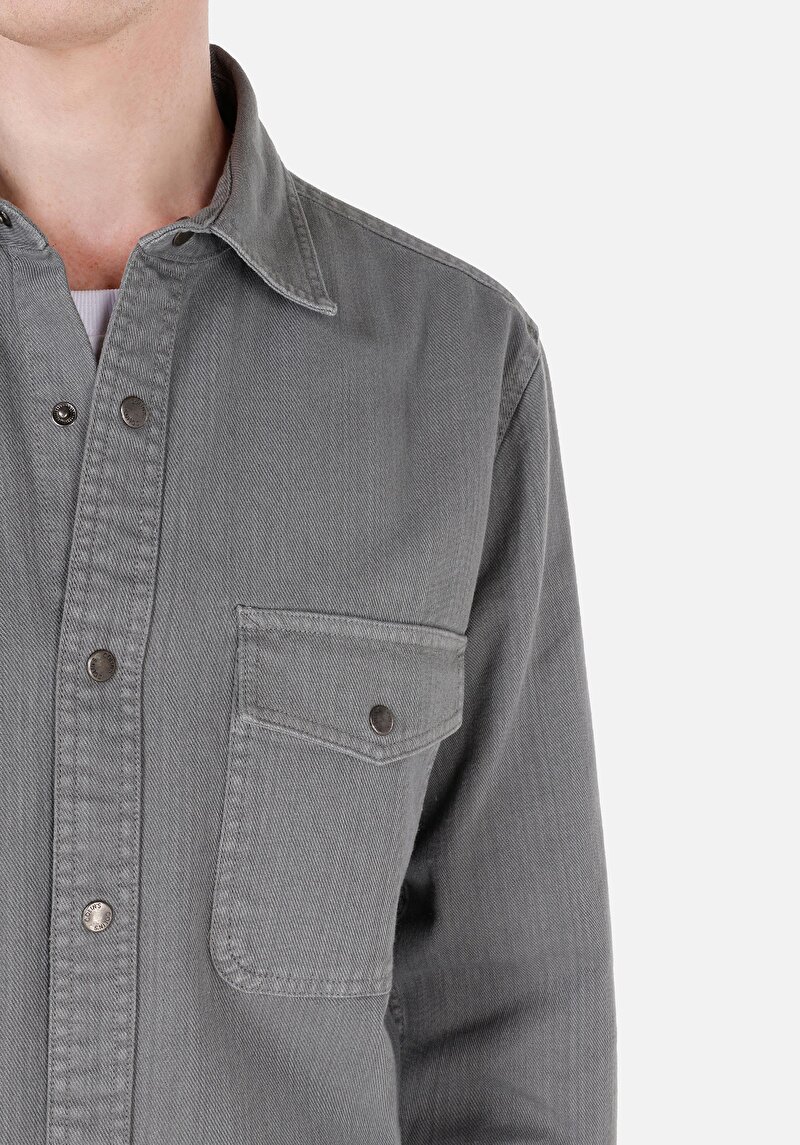 Показати інформацію про Сорочка З Довгим Рукавом Чоловіча Сіра  Cl1070093