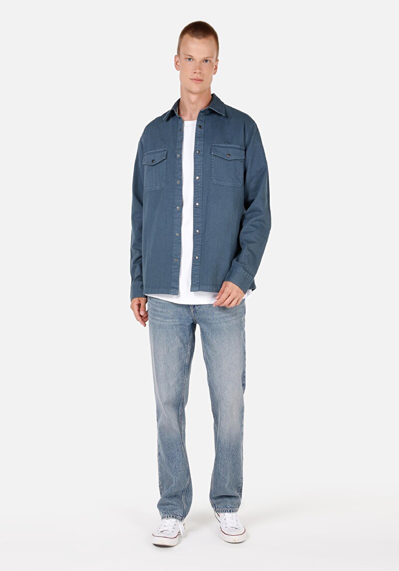 Показати інформацію про Сорочка З Довгим Рукавом Чоловіча Блакитна  Cl1070093