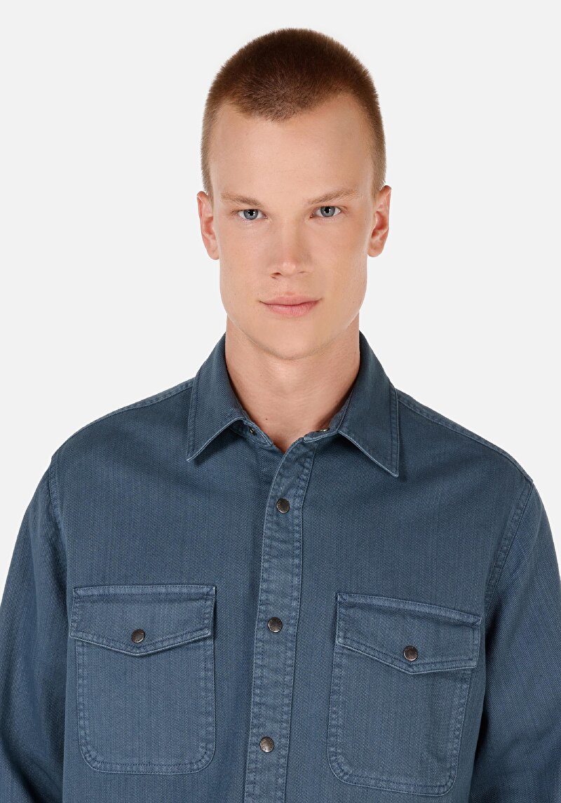 Показати інформацію про Сорочка З Довгим Рукавом Чоловіча Блакитна  Cl1070093