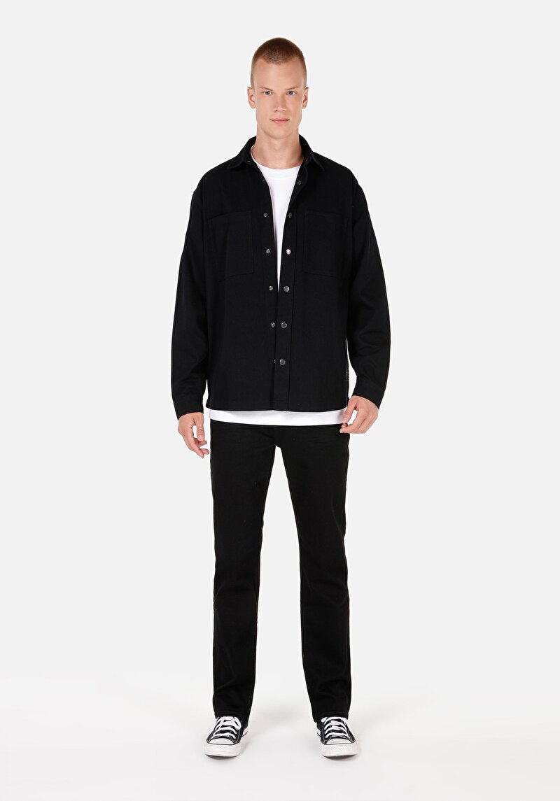 Показати інформацію про Сорочка З Довгим Рукавом Чоловіча Чорна  Cl1070137