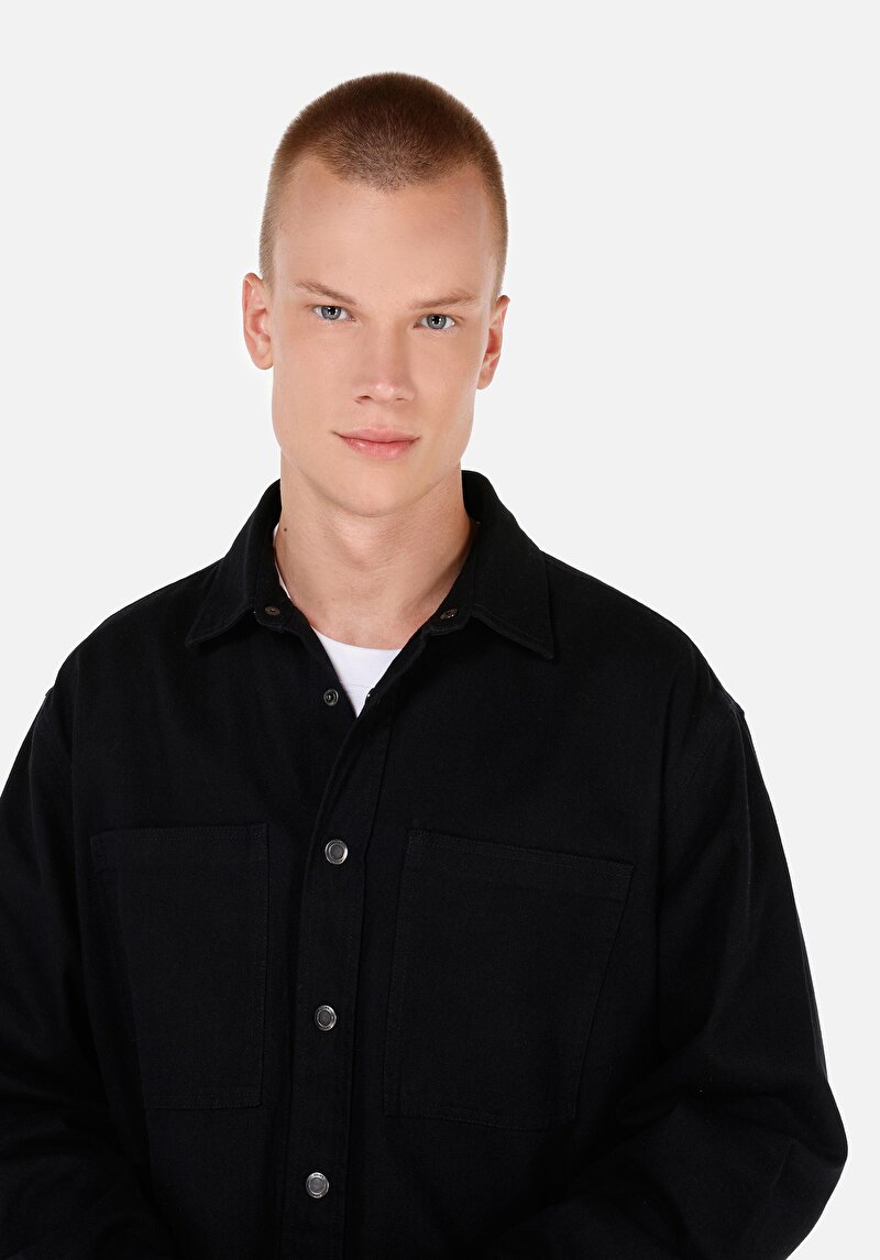 Показати інформацію про Сорочка З Довгим Рукавом Чоловіча Чорна  Cl1070137