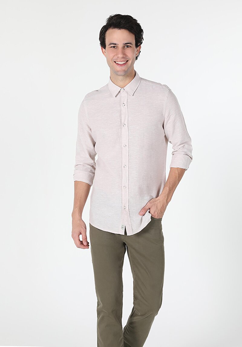 Зображення Сорочка З Довгим Рукавом Чоловіча Бежева  Cl1041771