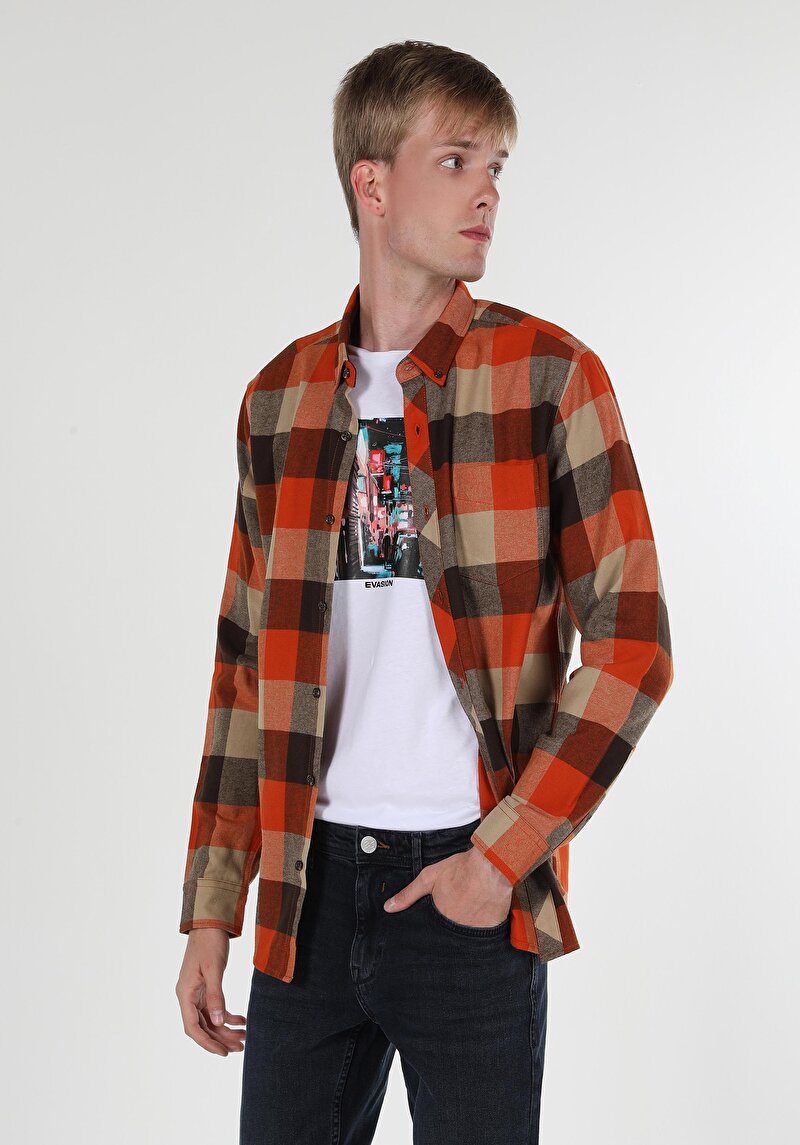 Зображення Сорочка З Довгим Рукавом Чоловіча Помаранчева Cl1060905