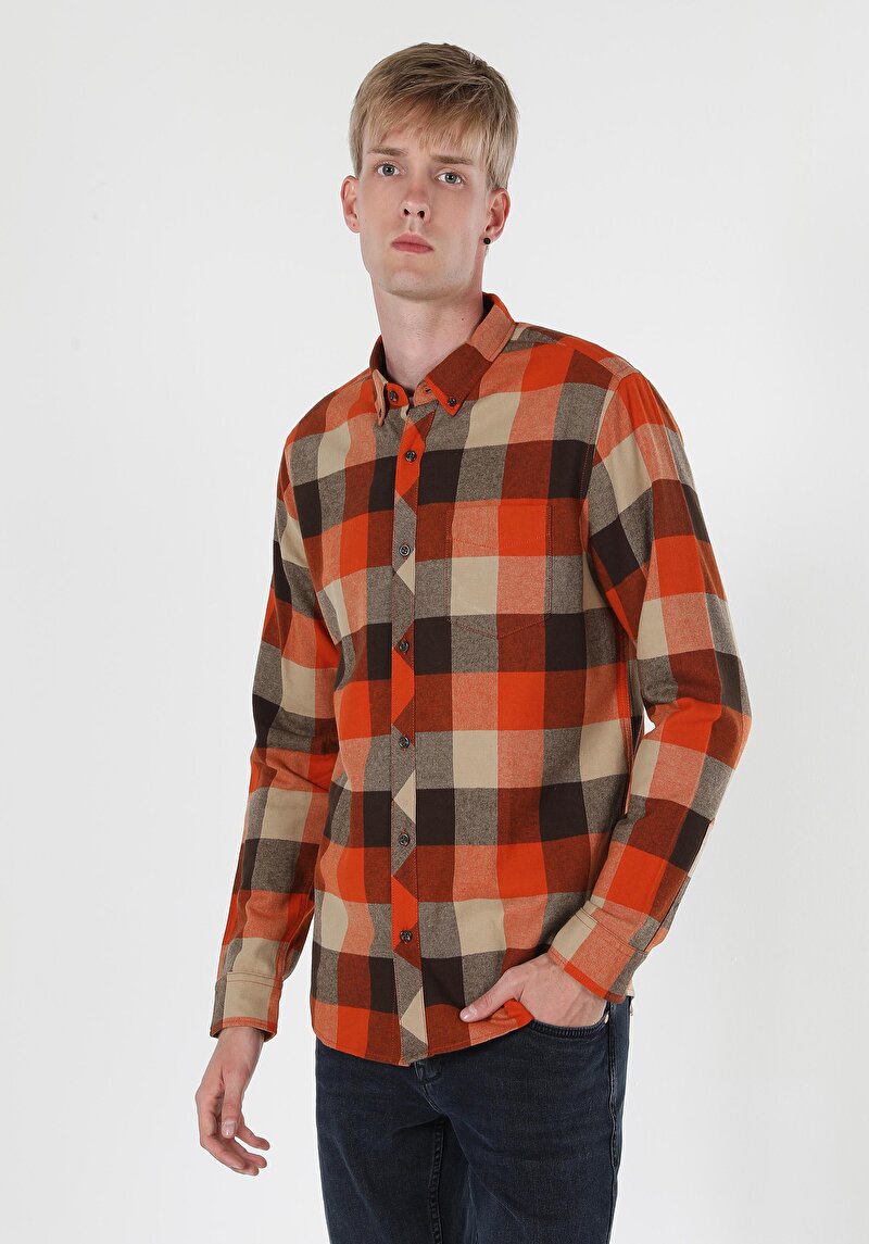 Показати інформацію про Сорочка З Довгим Рукавом Чоловіча Помаранчева  Cl1060905