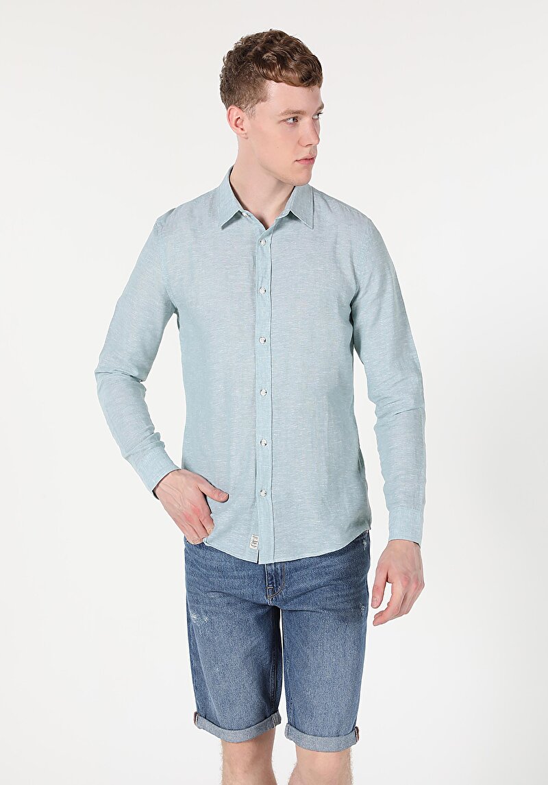 Показати інформацію про Сорочка З Довгим Рукавом Чоловіча Бірюзова  Cl1041771