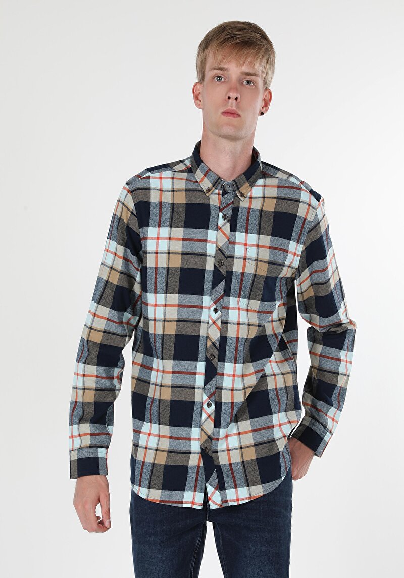 Зображення Сорочка З Довгим Рукавом Чоловіча Синя  Cl1060907