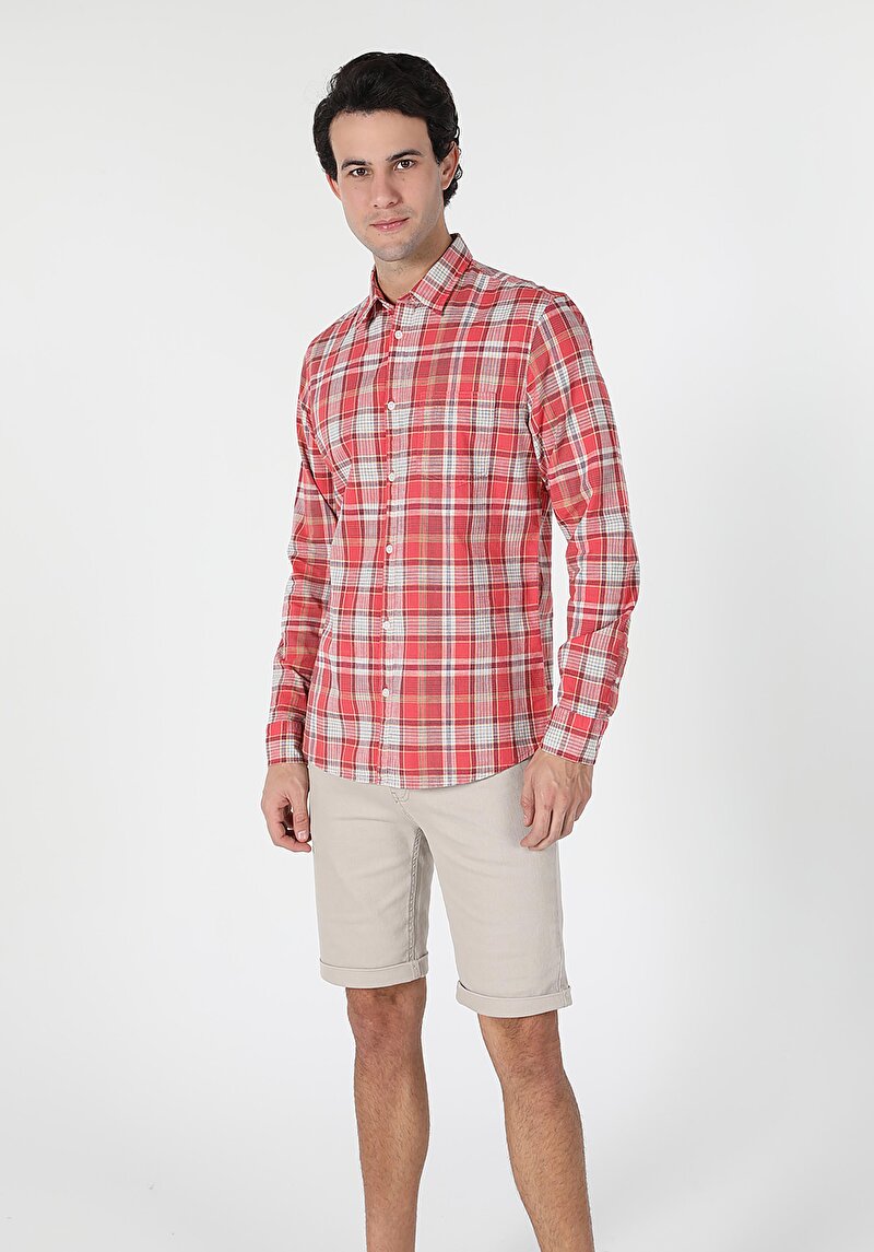 Показати інформацію про Сорочка З Довгим Рукавом Чоловіча Червона  Cl1058032