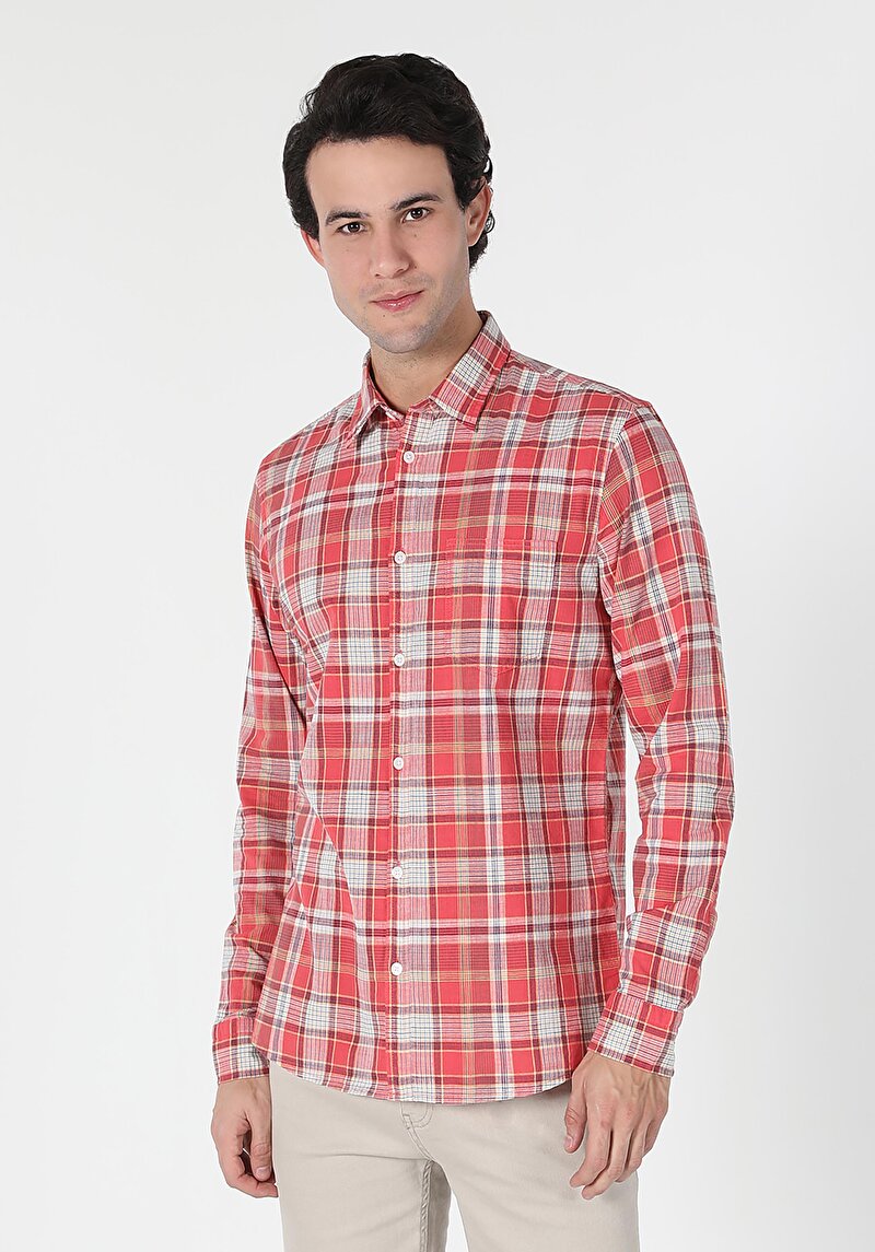 Показати інформацію про Сорочка З Довгим Рукавом Чоловіча Червона  Cl1058032