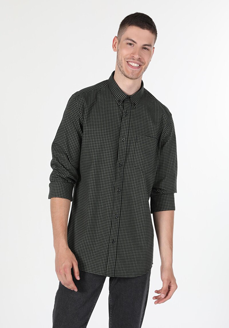 Зображення Сорочка З Довгим Рукавом Чоловіча Зелена  Cl1044227