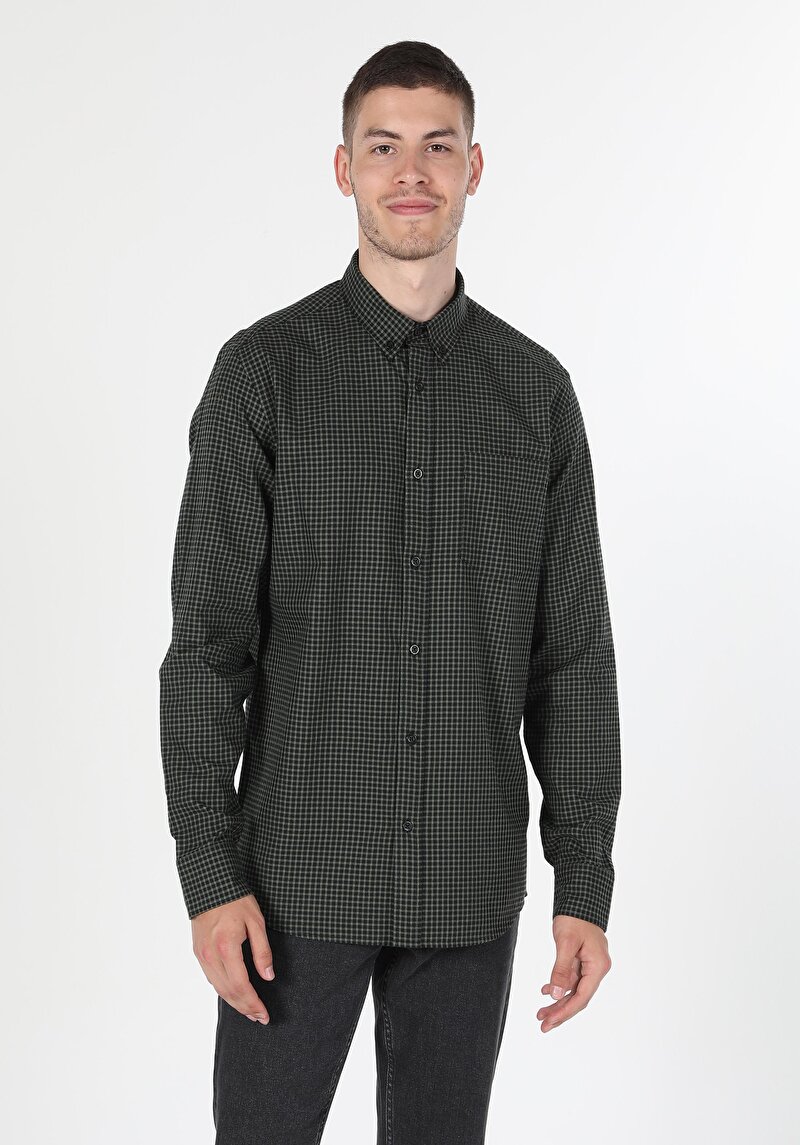 Показати інформацію про Сорочка З Довгим Рукавом Чоловіча Зелена  Cl1044227