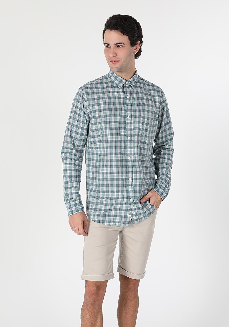 Показати інформацію про Сорочка З Довгим Рукавом Чоловіча Блакитна  Cl1059570