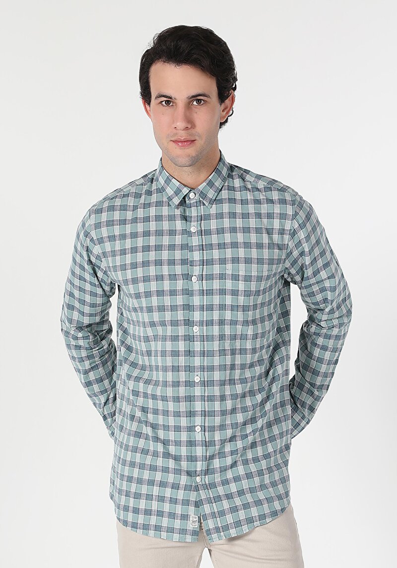 Показати інформацію про Сорочка З Довгим Рукавом Чоловіча Блакитна  Cl1059570