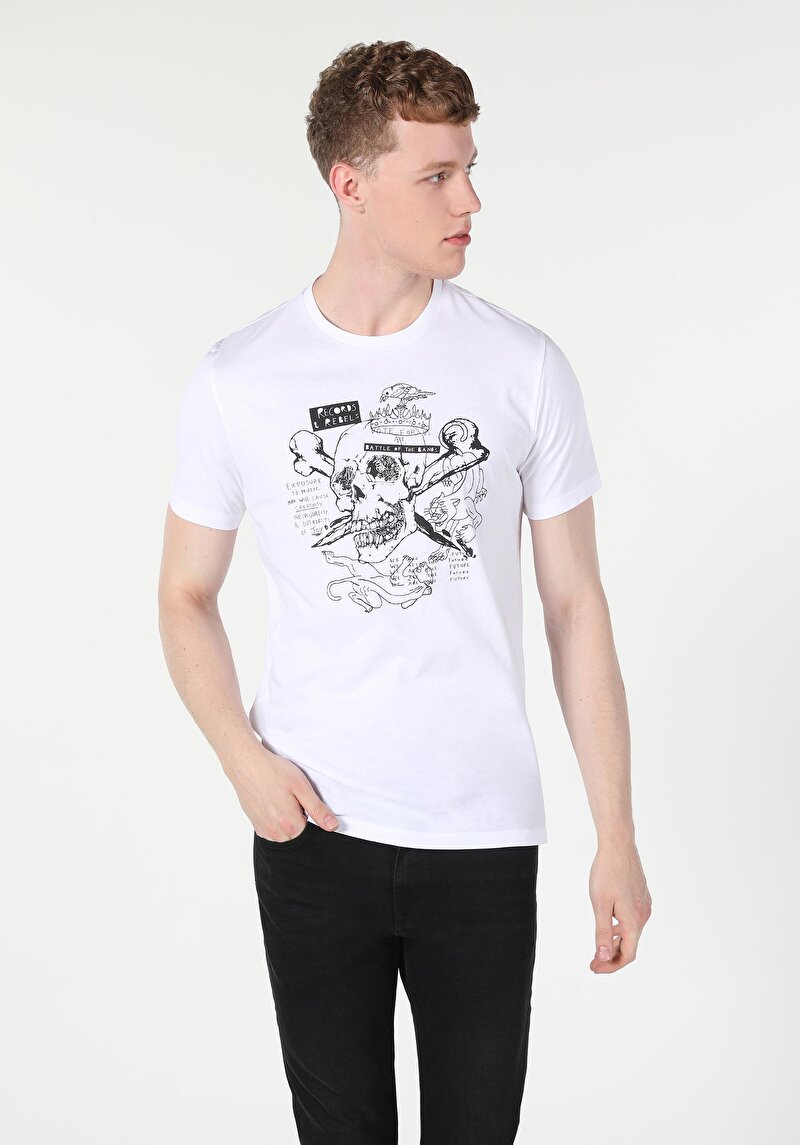 Показати інформацію про Футболка З Коротким Рукавом Чоловіча Біла  Cl1059602