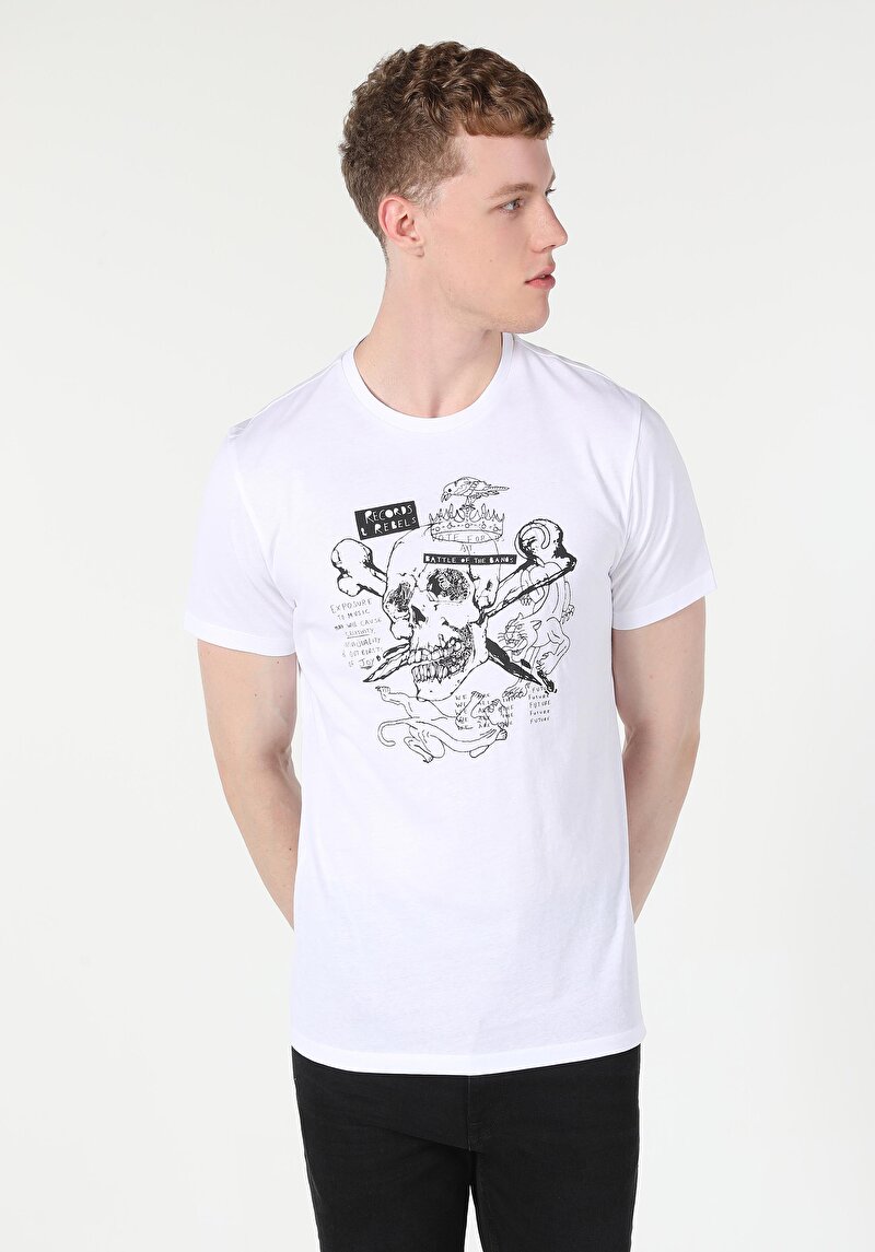 Показати інформацію про Футболка З Коротким Рукавом Чоловіча Біла  Cl1059602