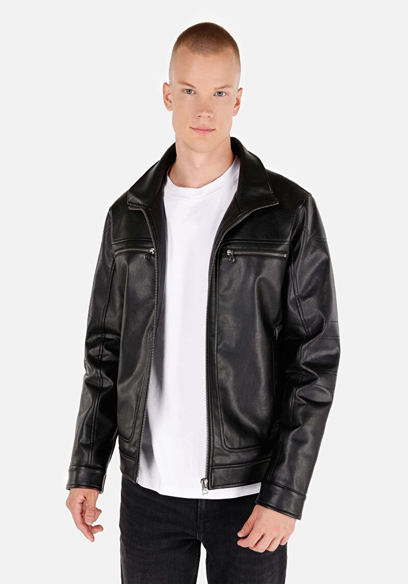 Зображення Куртка З Еко-шкіри Чоловіча Чорна  Cl1071012