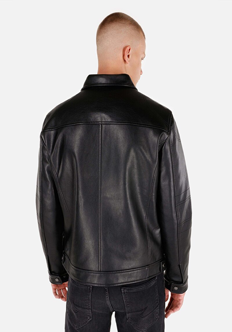 Показати інформацію про Куртка З Еко-шкіри Чоловіча Чорна  Cl1071012