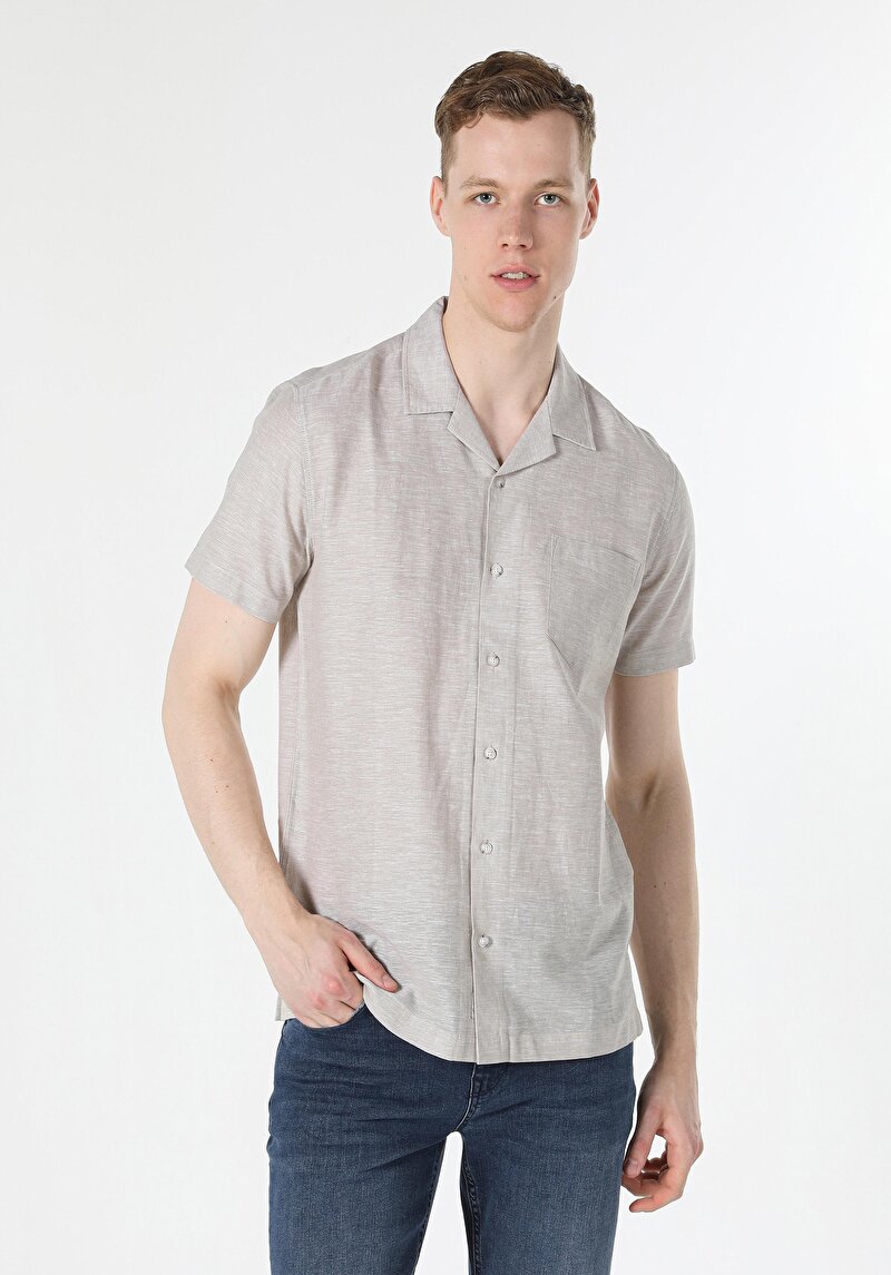 Зображення Сорочка З Коротким Рукавом Чоловіча Бежева  Cl1048299