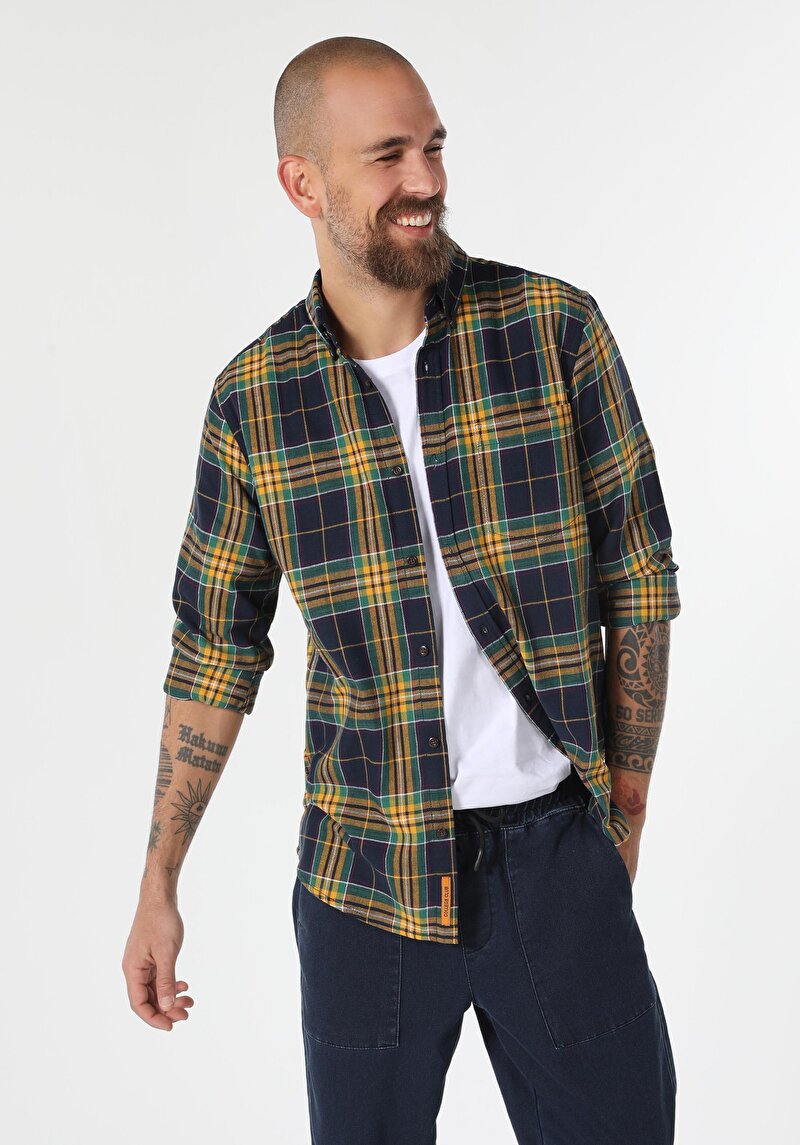 Зображення Сорочка З Довгим Рукавом Чоловіча Синя  Cl1059623