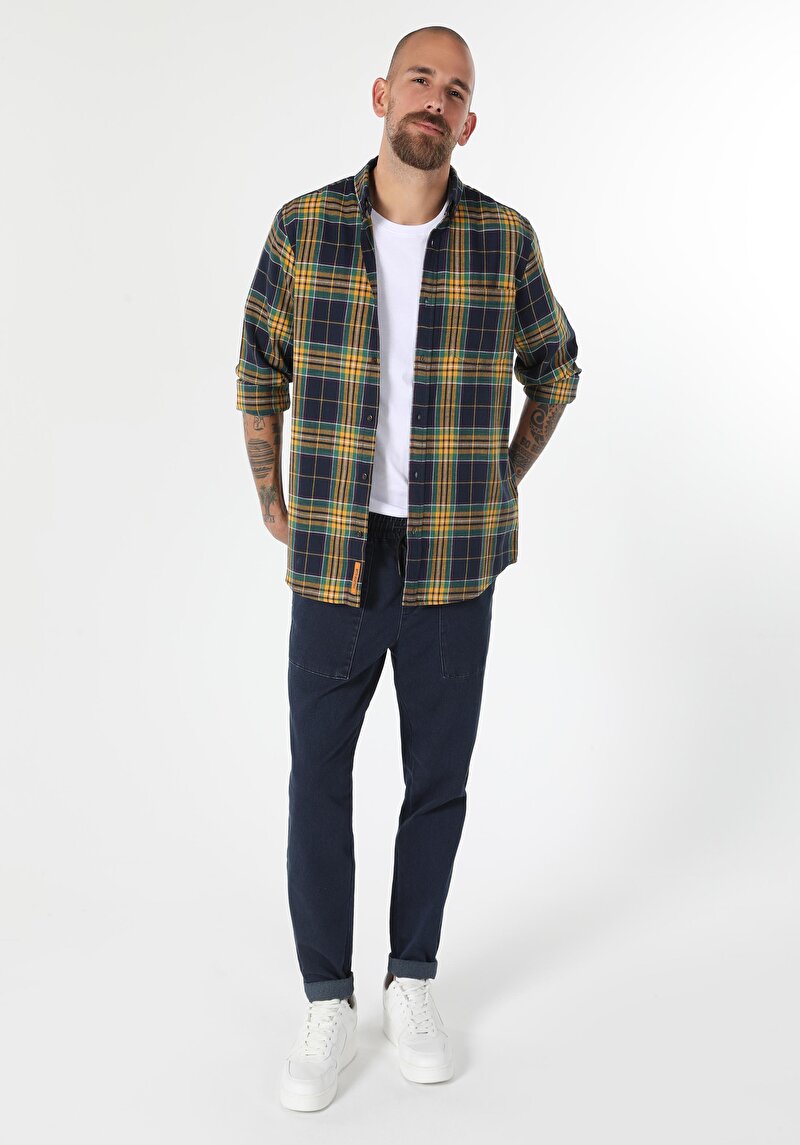 Показати інформацію про Сорочка З Довгим Рукавом Чоловіча Синя  Cl1059623