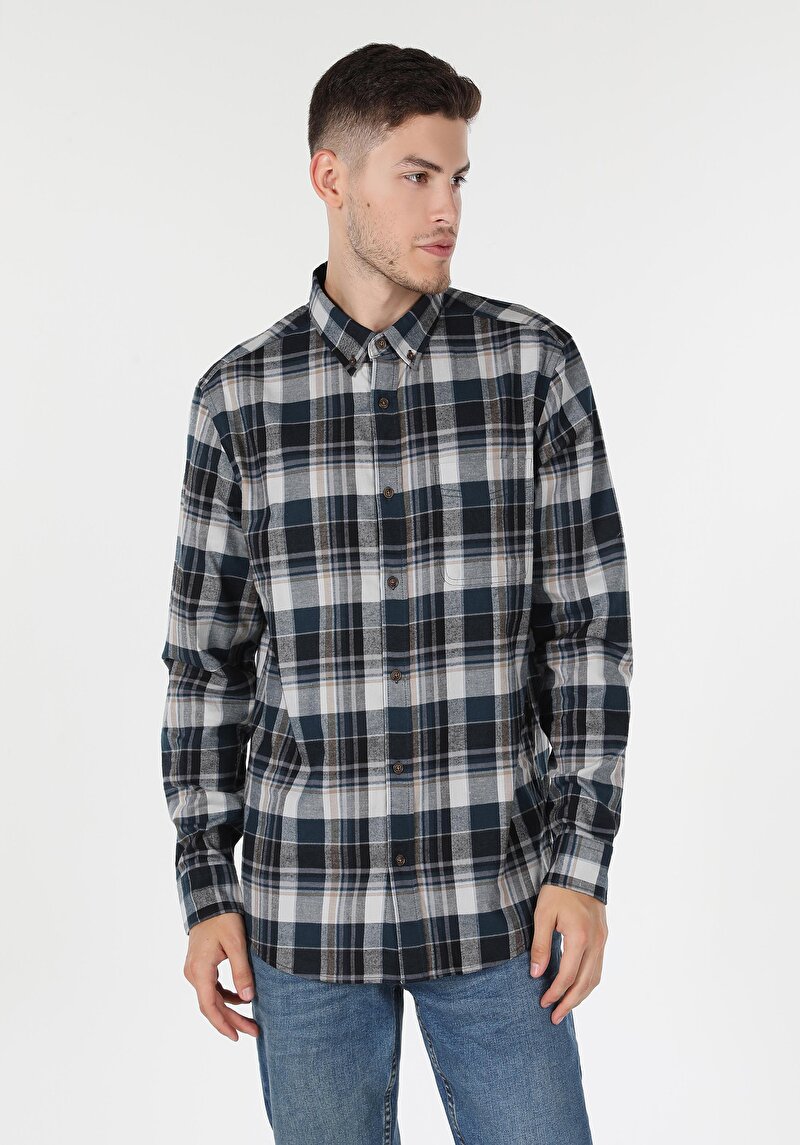 Показати інформацію про Сорочка З Довгим Рукавом Чоловіча Синя  Cl1059633