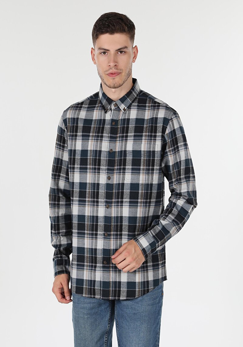 Показати інформацію про Сорочка З Довгим Рукавом Чоловіча Синя  Cl1059633