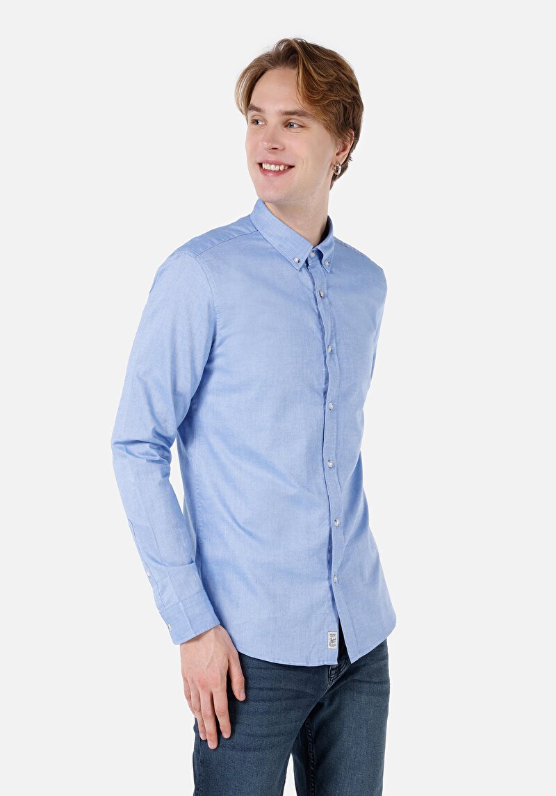 Зображення Сорочка З Довгим Рукавом Чоловіча Блакитна  Cl1048576
