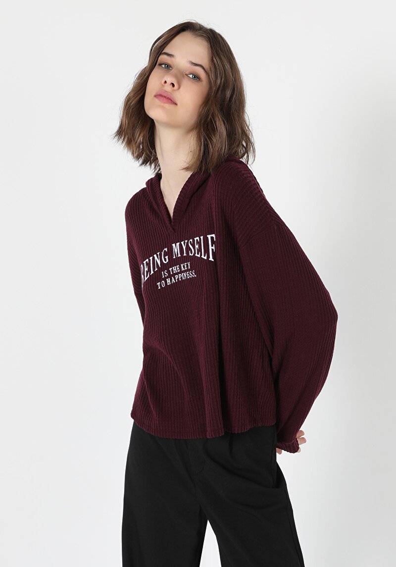 Зображення Футболка З Довгим Рукавом Жіноча Бордова  Cl1061002