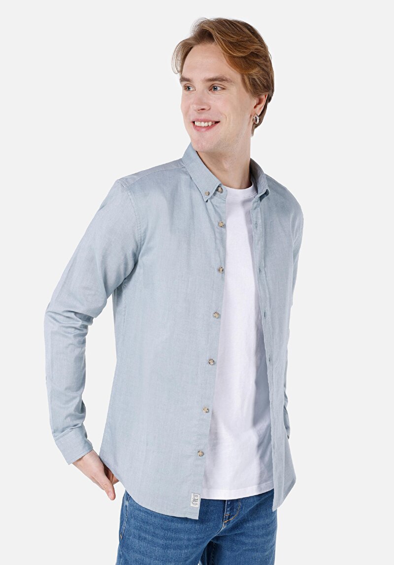 Зображення Сорочка З Довгим Рукавом Чоловіча Зелена  Cl1048576