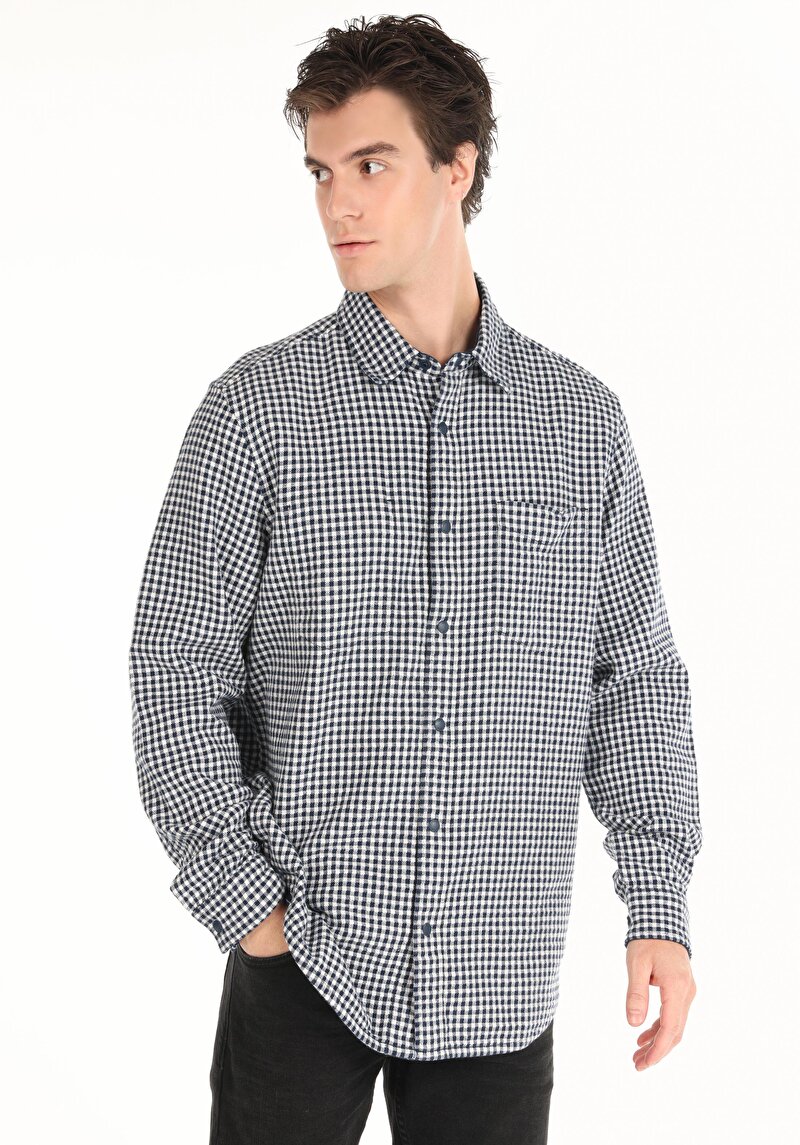 Зображення Сорочка З Довгим Рукавом Чоловіча Синя  Cl1065714