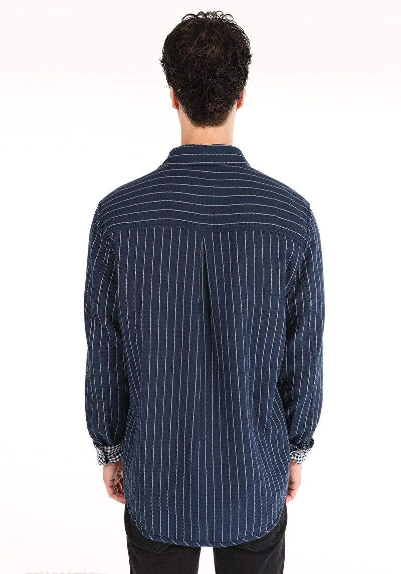 Показати інформацію про Сорочка З Довгим Рукавом Чоловіча Синя  Cl1065714