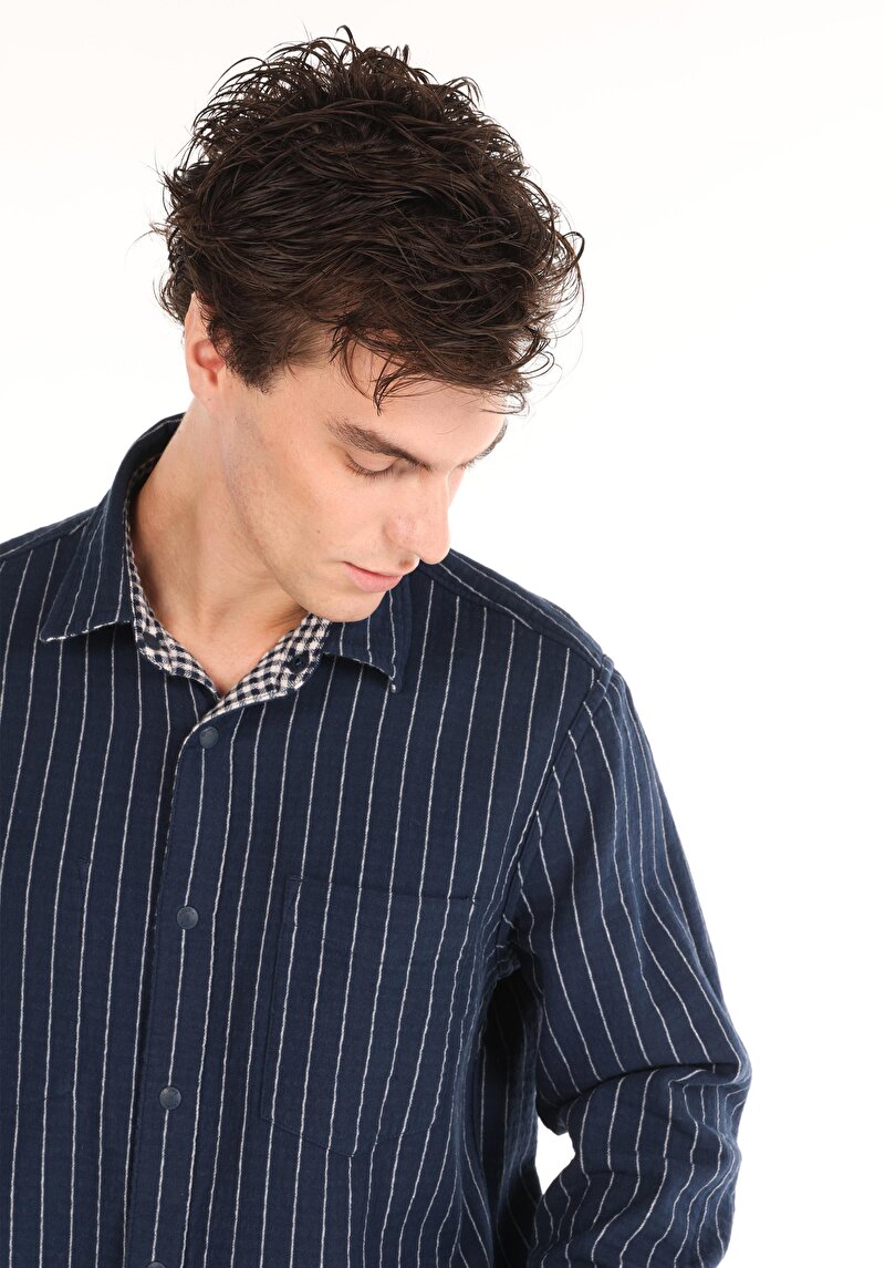 Показати інформацію про Сорочка З Довгим Рукавом Чоловіча Синя  Cl1065714