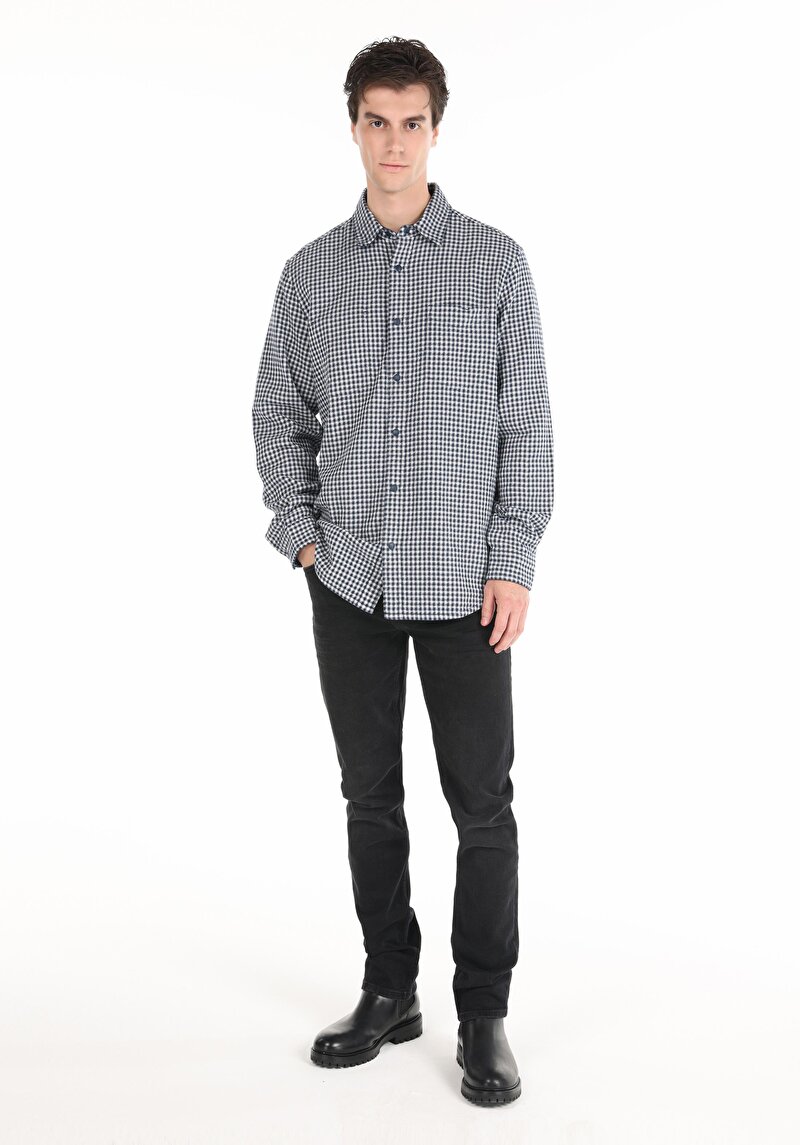 Показати інформацію про Сорочка З Довгим Рукавом Чоловіча Синя  Cl1065714