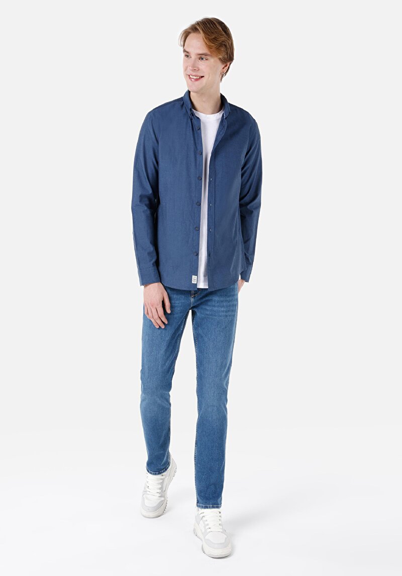 Зображення Сорочка З Довгим Рукавом Чоловіча Синя Cl1048576