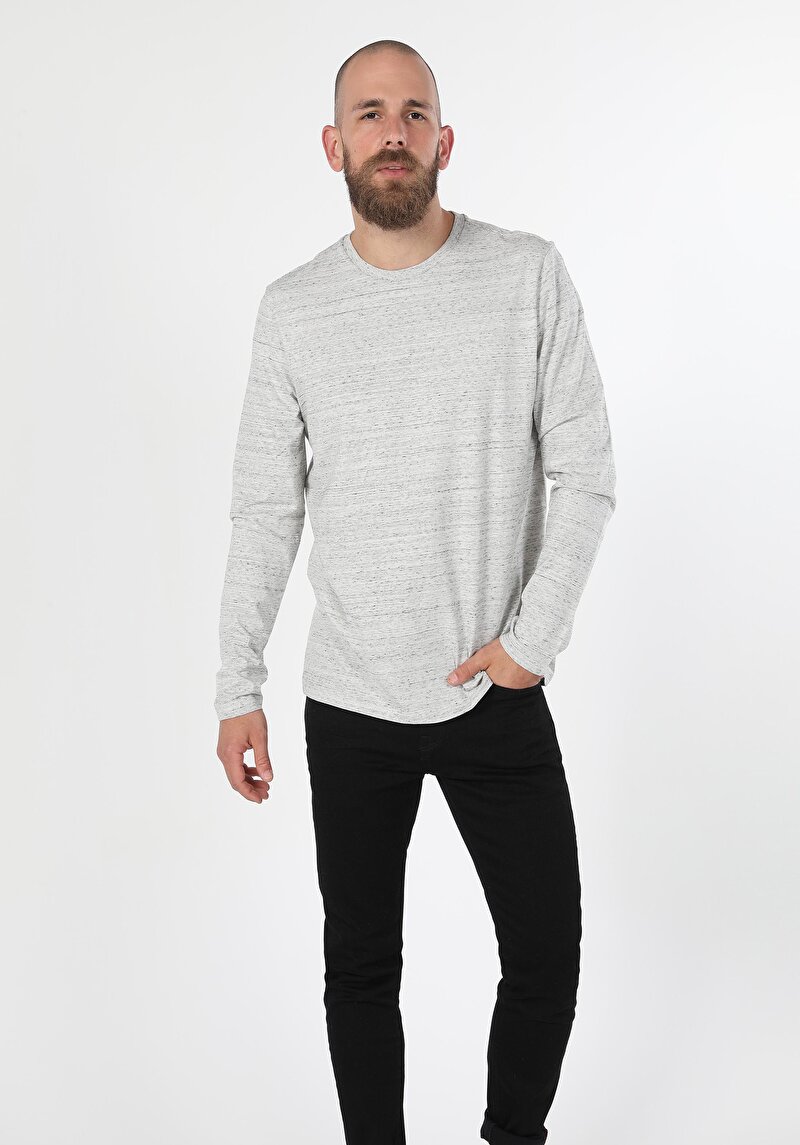 Показати інформацію про Футболка З Довгим Рукавом Чоловіча Сіра  Cl1059646