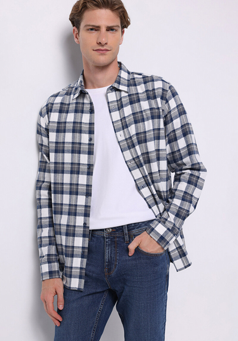 Зображення Сорочка З Довгим Рукавом Чоловіча Синя  Cl1071033