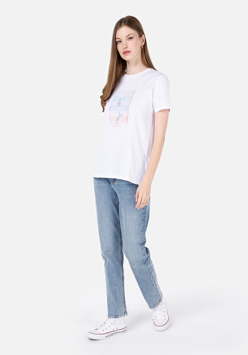 Показати інформацію про Футболка З Коротким Рукавом Жіноча Біла  Cl1069110