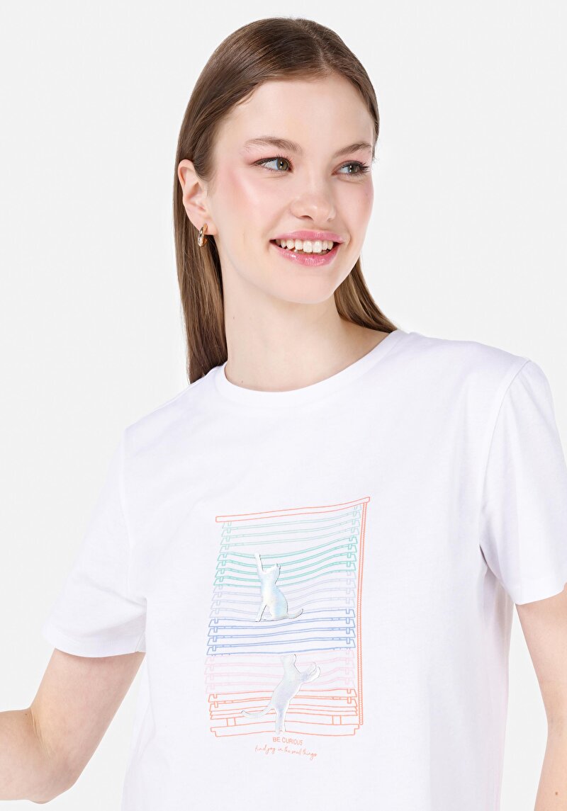 Показати інформацію про Футболка З Коротким Рукавом Жіноча Біла  Cl1069110