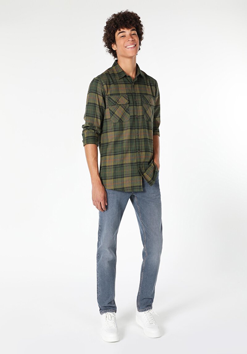 Зображення Сорочка З Довгим Рукавом Чоловіча Зелена  Cl1061026