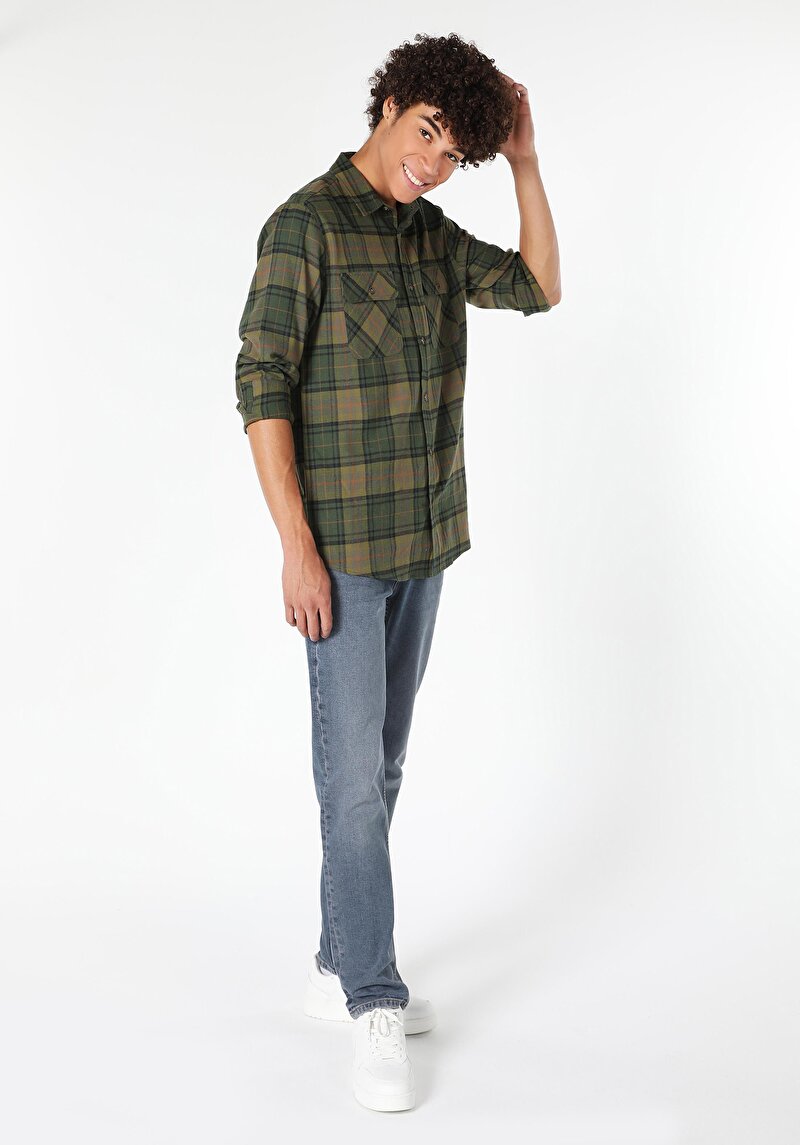 Показати інформацію про Сорочка З Довгим Рукавом Чоловіча Зелена  Cl1061026