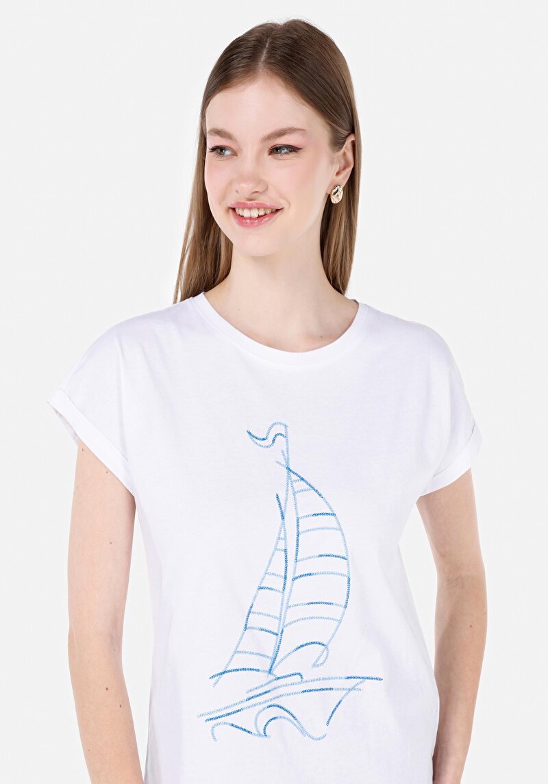 Показати інформацію про Футболка З Коротким Рукавом Жіноча Біла  Cl1069129